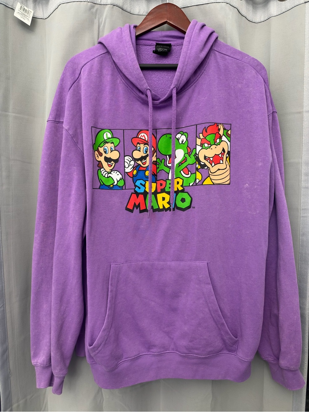 Super Mario Brothers Mad Engine/Nintendo purple mineral-wash Hoodie - size XL